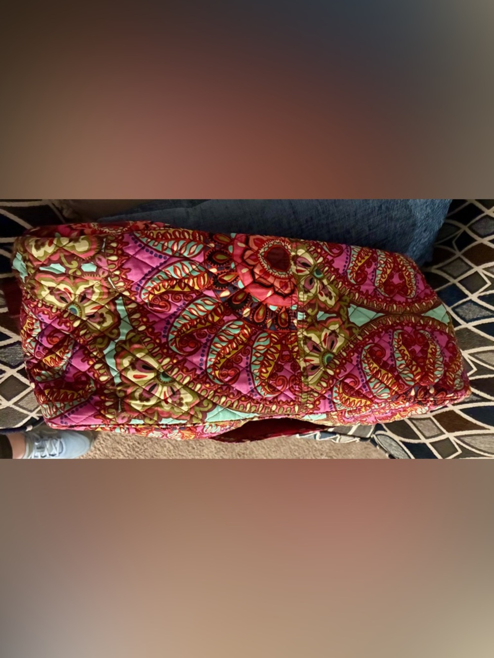 Vera Bradley Pink & Burgundy Paisley Quilted Travel Duffel - Picture 9 of 9